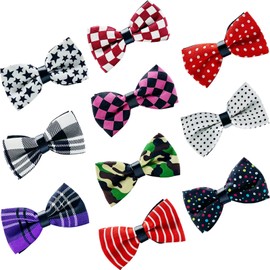 DORUI 10 PCS Dogs Collar Elastic Attachment Bow Ties for Small Medium Large Pet/Cats Puppies Collar Charms Accessories Slides Bowties for Birthday Wedding Parties(Classic Small)