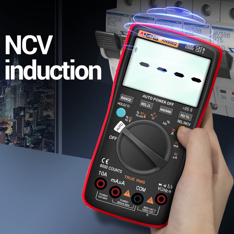 ANENG - Multímetro digital Bluetooth de rango automático TRMS 6000