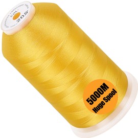 New Brothread - Bobina enorme individual de 5000 m, cada hilo para máquina de bordar de poliéster, 40 W, para máquinas comerciales y domésticas, color amarillo