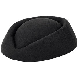 FINGERINSPIRE Stewardess Pillbox Hat 8.3X.7.7Inch Black Fascinator Base Cap Imitation Wool Air Hostesses Pillbox Hat Cocktail Fascinator Base for Ladies Stage Cosplay Costume Accessories