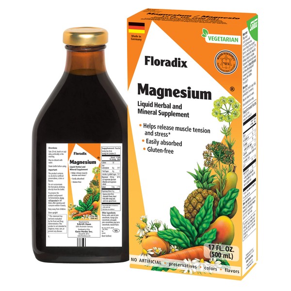 Floradix, Floradix Magnesium Vegetarian Liquid Supplement for Muscle and Bone Support, 17 Oz