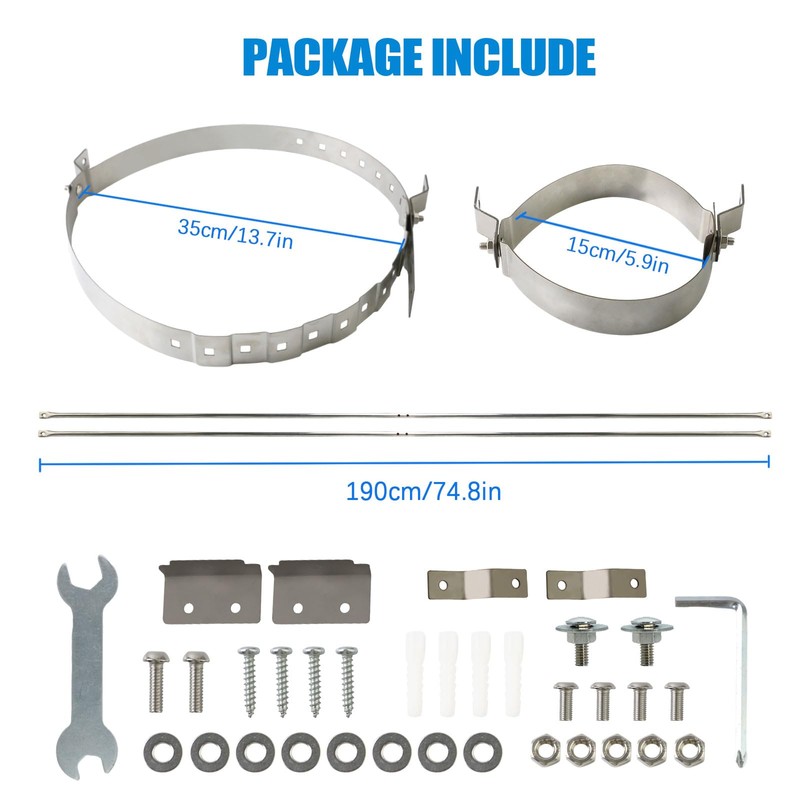 6 Inch Stove Pipe Kit - Tesmirror 6" Extended Roof