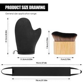 Bohrma 3 in 1 Selbstbräuner Handschuh Selbstbräuner Applikator Set, Schwarze Bräunungshandschuhe aus Polyester Wiederverwendbarer Bräunungshandschuh für SelbstbräunerTasche Schwarze Wiederverwendbarer