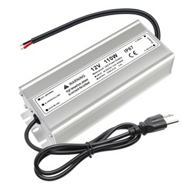 9.2A 110W 12 Volt LED Power Supply, 110V AC to 12V DC Converter, Waterproof IP67 Driver Low Voltage Transformer Power Adapter for Indoor Outdoor LED Lights