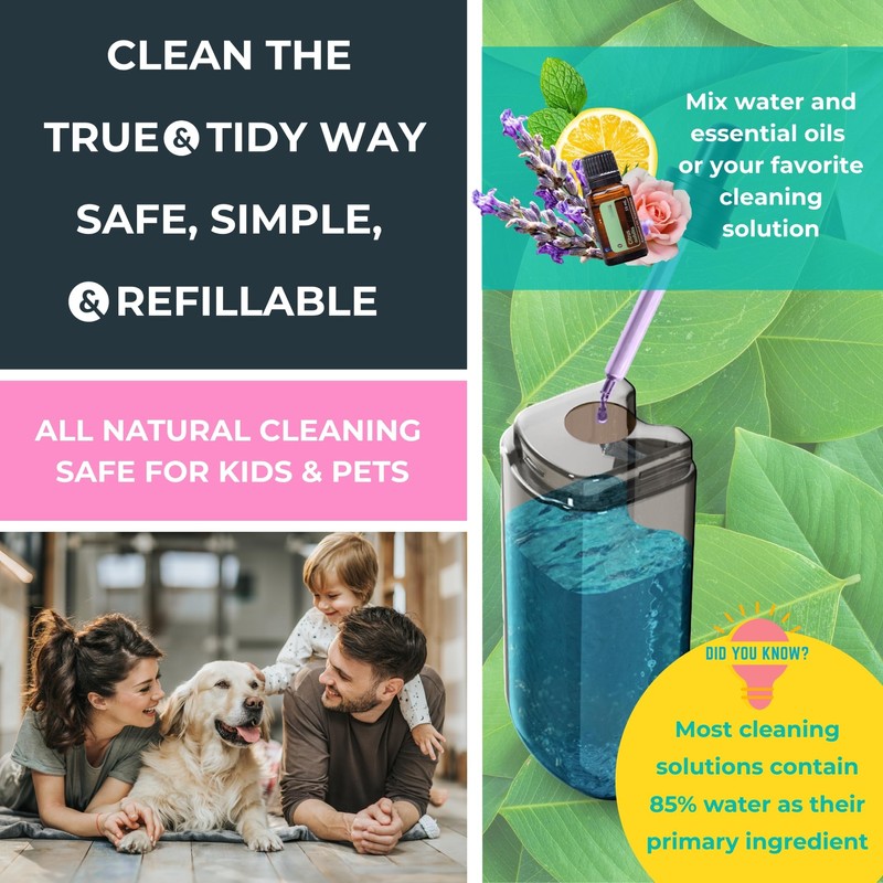 True & Tidy® SPRAY-250 Multi-Surface Spray Mop with Refillable Water