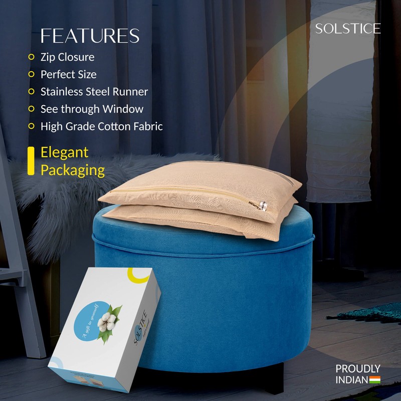 SOLSTICE Cotton Saree Bags, Covers for Storage Set with Zip