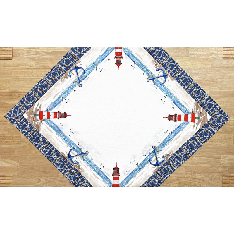Lighthouse Table Cloth 75 x 75 cm Easy-Care Tablecloth for