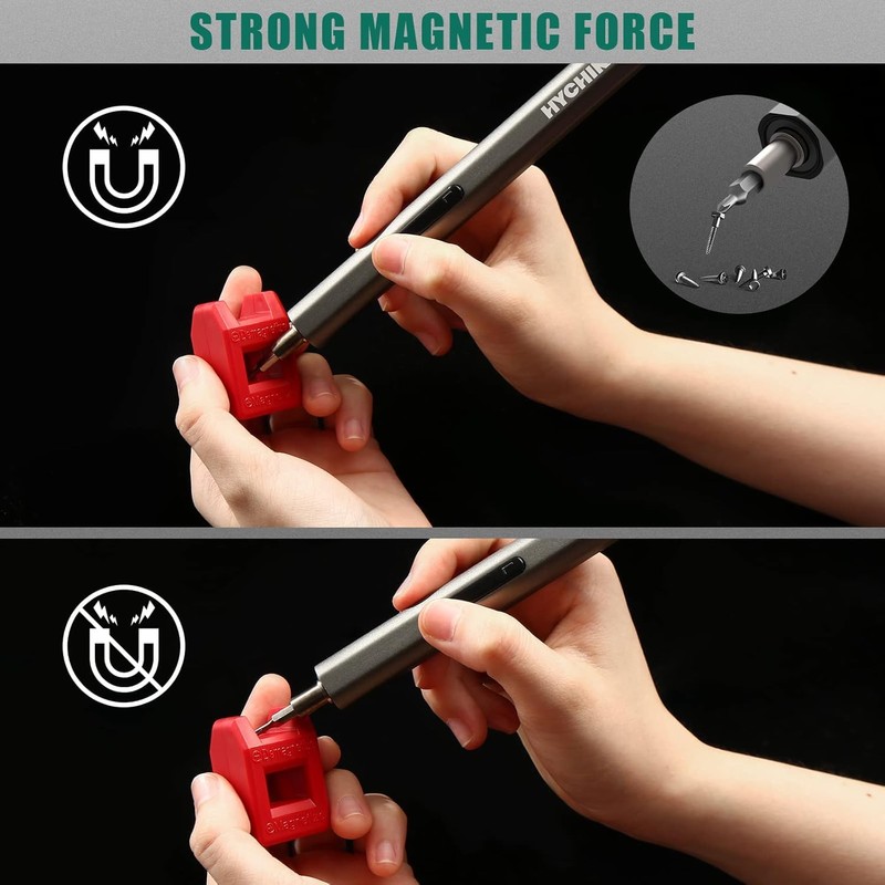 HYCHIKA Mini Electric Screwdriver,Precision Screwdriver Set with 46 Magnetic Bits,
