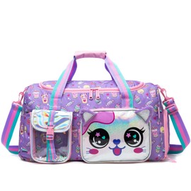 Travel Bag for Children Girls Boys Swimming Bag Kids Duffle Bag Sports Bag with Shoe Compartment Duffel Sport Carry On Weekender Kids Duffle Bag, cat