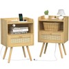SUPERJARE Nightstands Set of 2, Night Stands with Charging Station