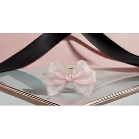 Gc collection Elegant Pearl-Studded Organza both side Hair Bow big claw, 1 pack, Cream, Pink and Black .Premium hair styling, strong hold . Noeud à cheveux en organza élégant avec perles, grande griffe. (Pink)