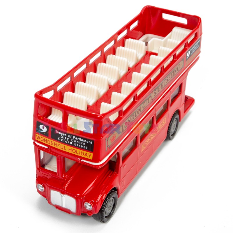 London Double Decker Bus Open Top, Red - Motormax 76008