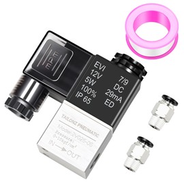 TAILONZ PNEUMATIC 1/8 Inch BSP 12V 2 Way Normally Closed Electric Solenoid Air Valve 2V025-06 Junction Box