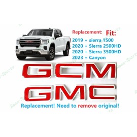 Auto GMC Front Rear White Red GMC Emblem 2020+ Sierra 1500 2500HD 3500HD 2023+ Canyon