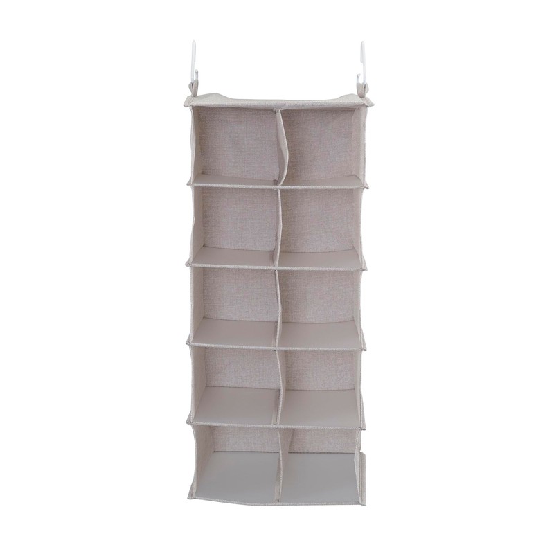 Household Essentials Closet 10-Pocket Hanging Shoe Side Blended Canvas Storage,