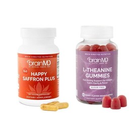 Best Of BrainMD Bundle – Happy Saffron Plus & L-Theanine Gummies, Vegan, Sugar-Free, Stress Relief, Mood & Focus Enhancer