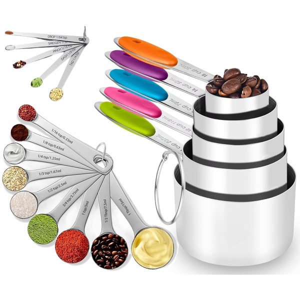 Stainless Steel Measuring Cups and Spoons Set of 19, 5