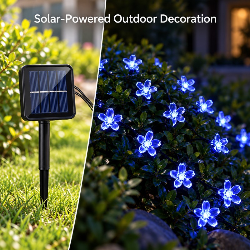 Solar Cherry Blossom String Lights for Outdoor Decoration – 20