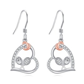 DAYLINLOVE Tennis Earrings S925 Sterling Silver Tennis Earrings Tennis Jewellery Gifts for Women Tennis Lovers, Sterling Silver, No Gemstone