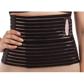 GABRIALLA 8” Wide Abdominal Binder for Women, Ideal Warp for Postpartum, C-Section and Post Surgery, Body-Shaping Effect, Soft & Breathable, Made In USA (Black, Large)