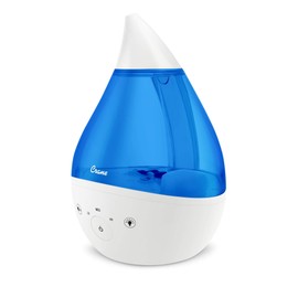 Crane 4-in-1 Drop 2.0 Ultrasonic Cool Mist Humidifier with Sound Machine, Night Light, Aroma Tray, 1 Gallon Top Fill, Blue & White