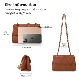 Gladdon Quilted Crossbody Purse for Women Small Ladies Shoulder Bags with Chain Trendy Clutch Purses Designer HandBags Brown I, Brown