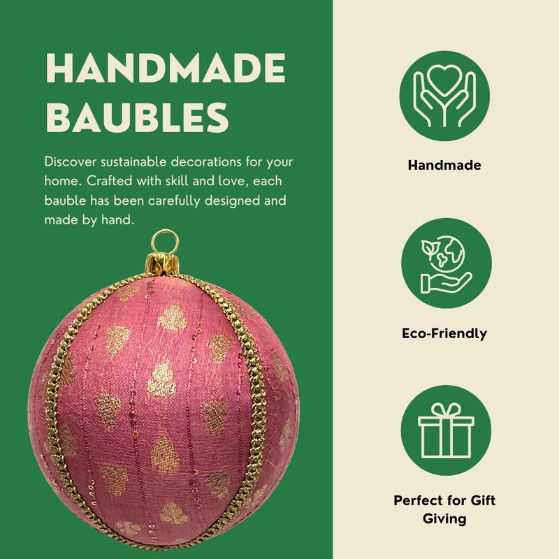 Tulsi 10cm Lilac Bauble with Pale Gold Leaf Motifs |