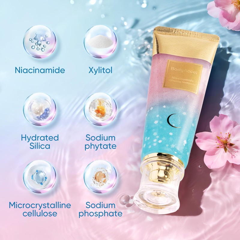 BodyAccel Niacinamide Whitening Toothpaste – Natural Whitening Toothpaste with Niacinamide,
