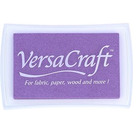Tsukineko VersaCraft Ink Pad Violet, Wisteria Large Water Base, Opaque, Resistant to Fading Embossing, Pad Size: 7.6 x 4.7 cm