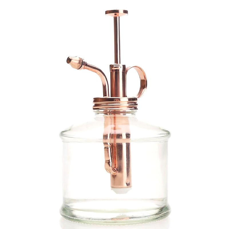 Purism Style Plant Mister- Glass Bottle & Brass Sprayer (Clear