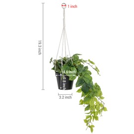 MyGift Artificial Trailing Hanging Basket Plants Variety Faux Greenery Leaves Fern Foliage in Black Planter Pot, Decorative Indoor Fake Plants