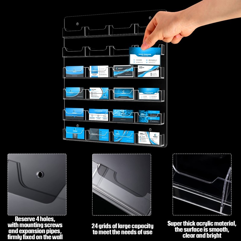 24 Pockets Business Card Holder Wall Mount Rack Card Display