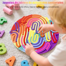 Juguetes sensoriales antiestrés, tablero de actividades sensoriales, juguetes de silicona para aliviar el estrés, tablero sensorial para el estrés, la ansiedad, el autismo y el TDAH. (Color arcoíris)