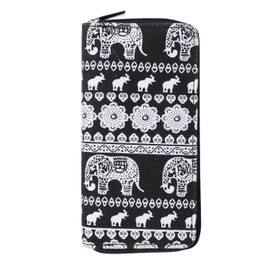 DonDon Women’s Purse Pattern Elephants Black White