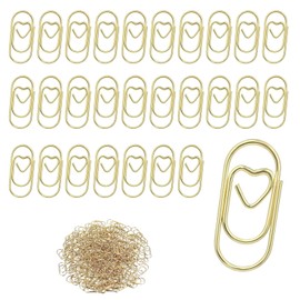 Small Paper Clips,130 Pcs Heart Shaped Paperclips Metal Gold Paper Clips Bookmark Clips Metal Paper Clips Paper Clam Clip Organizer Paper Clamps for School Office Document Organizing