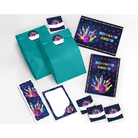 10 Invitation Cards for Children's Birthday Bowling for Girls and Boys / Adults / Birthday Invitations Including 10 Envelopes, 10 Bags/Petrol, 10 Stickers, 10 Bookmarks, 10 Mini Notepads