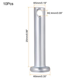 TA-VIGOR 10pcs 5 x 25mm Clevis Pins Single Hole, Zinc-Plated Steel Flat Head Link Hinge Pin Fastener for Mechanical Linkage, Ship Rigging, Fixed Parts