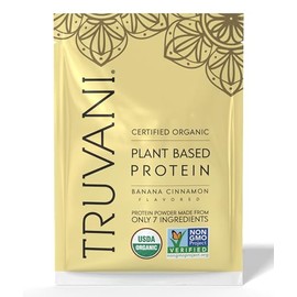 Truvani- Proteína Vegana de Guisante en Polvo  Plátano Canela  20g de Proteína Orgánica a Base de Plantas  1 Porción  Keto                            