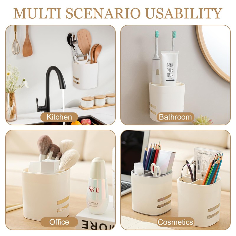 2 Pcs Utensil Holder Cutlery Drainer Sink Caddy,3 Compartments with