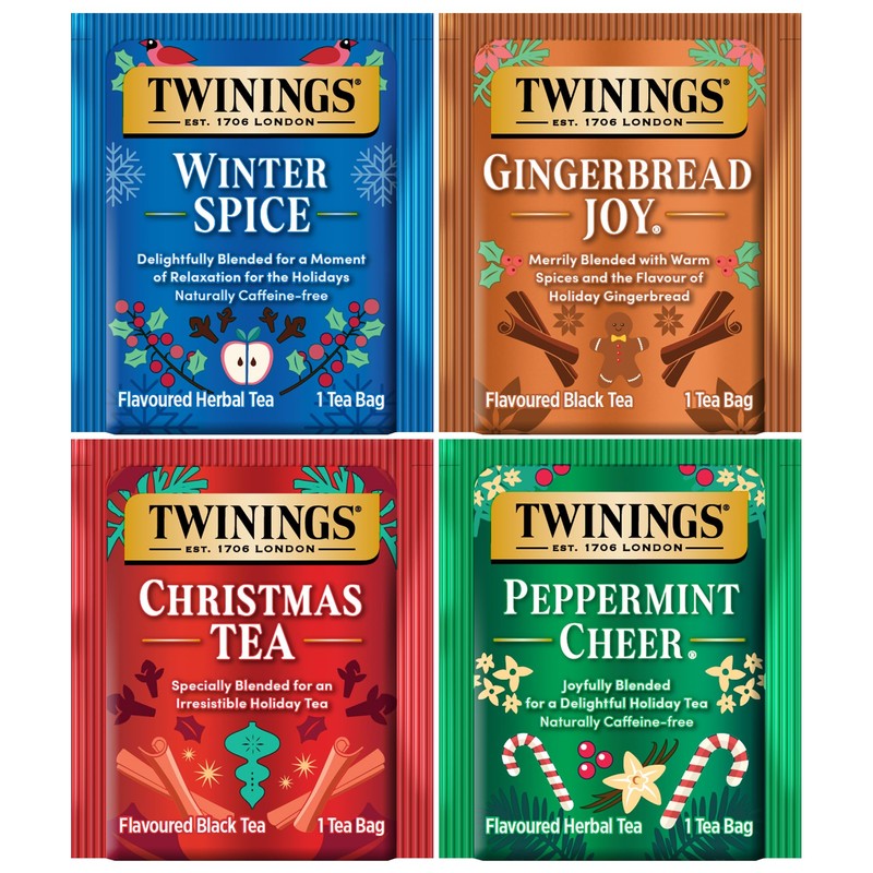 Twinings Holiday Variety Pack Tea Bags, Christmas Tea, Winter Spice,