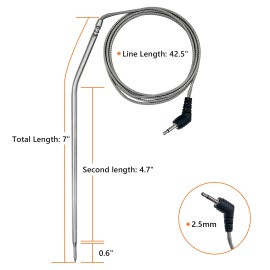 Thermopro 2 Pack Meat Thermometer Probe Replacement for Thermopro Thermometers TP04, TP06 - Meat Probe+Clips