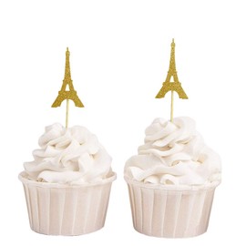 Darling Souvenir, Eiffel Tower Cupcake Toppers, Wedding Party Dessert Decorations - Pack Of 20