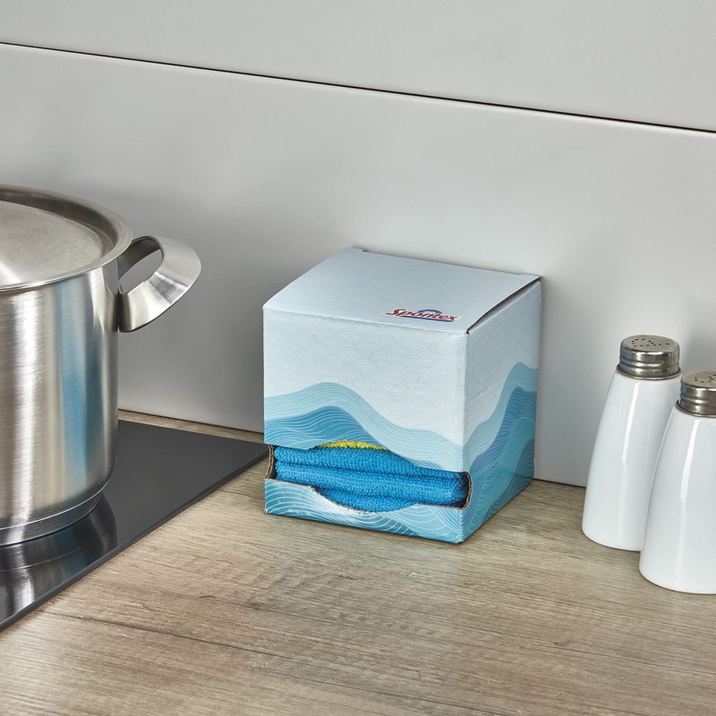 Spontex Microfibre Box, Microfibre Cloths in Practical Dispenser Box, Refillable,