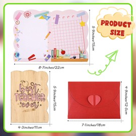 Sabary 2024 Graduation Teacher Appreciation Gifts Thank You Card for Teacher Bamboo Wooden Engraved Greeting Teachers' Day Thanksgiving Retirement