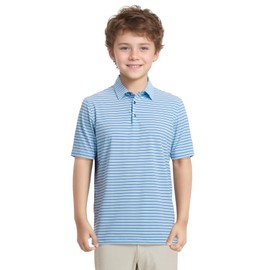 M MAELREG Boy Golf Polo Striped Short Sleeve Moisture Wicking Summer Fashion Casual Youth Polo Shirts Size 6-18