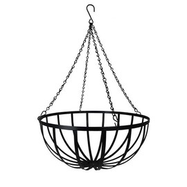 Garden Artisans 22 Inch Commercial Hanging Basket - Single - Black PVC Coated Steel
