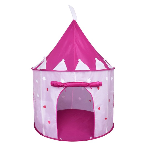 Rettebovon Princess Castle Play Tent with Glow in The Dark Stars Foldable Pop Up Pink Play Tent/House Toy for Indoor Kids Tent & Outdoor Children Tent (Classic)