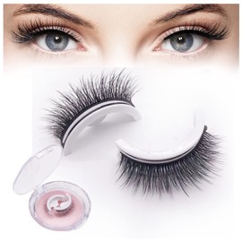 Bluemega 2 Pairs Fake Eyelashes Pestañas Autoadhesivas, Pestañas Adhesivas Reutilizables, Pestañas Postizas Naturales Esponjosas 3D Reutilizables, Sin Pegamento Pestañas Postizas A Prueba De Agua (D)