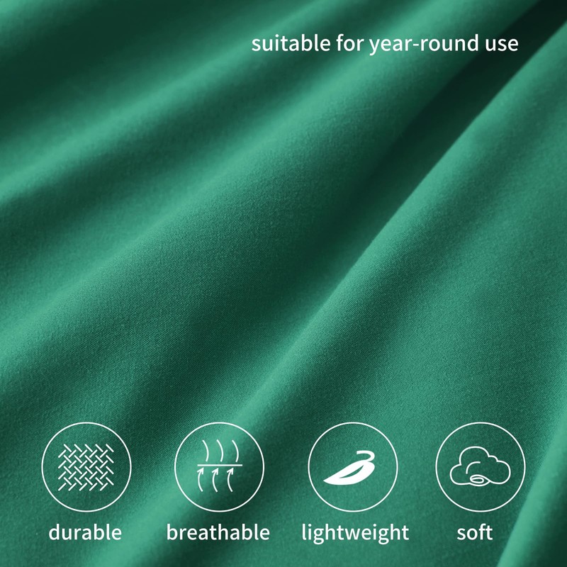 RUIKASI Fitted Sheet 180 x 200 cm Green Bed Sheet