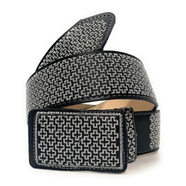 Men's Silver Embroidered Western Cowboy Rodeo Belt, Cinto Charro Bordado Plateado Cinto Vaquero (36, Black)